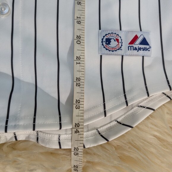 Majestic Vintage Chicago White Sox Pinstripe Baseball Button Down Jersey size M - Picture 9 of 10